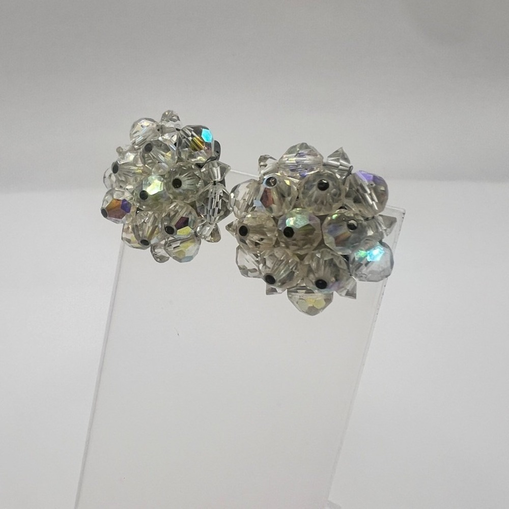 Laguna Vintage Crystal Cluster‎ AB Clip-On Earrings